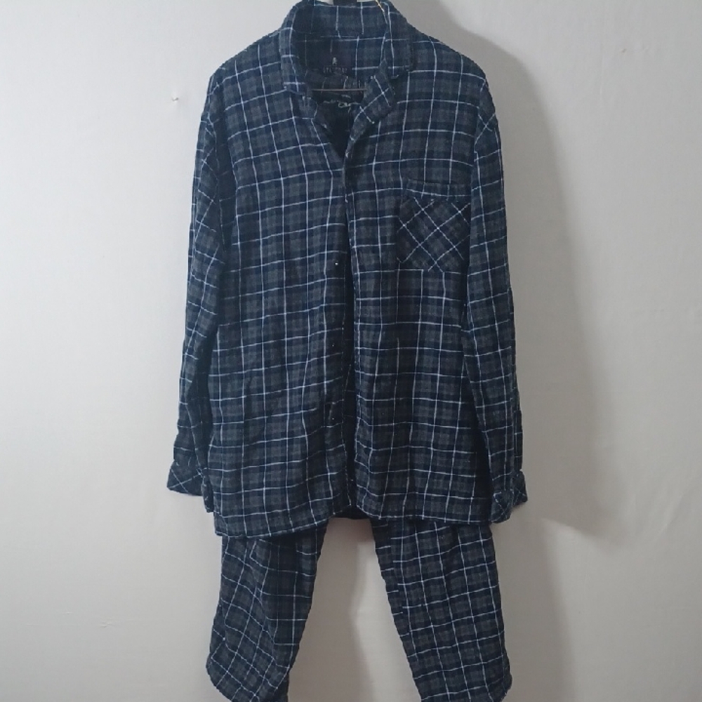 Stafford Navy Plaid Sleepwear Set